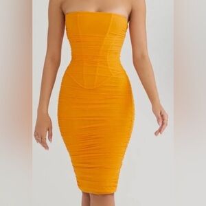 House of CB Julianna Strapless Midi Dress - Size Medium